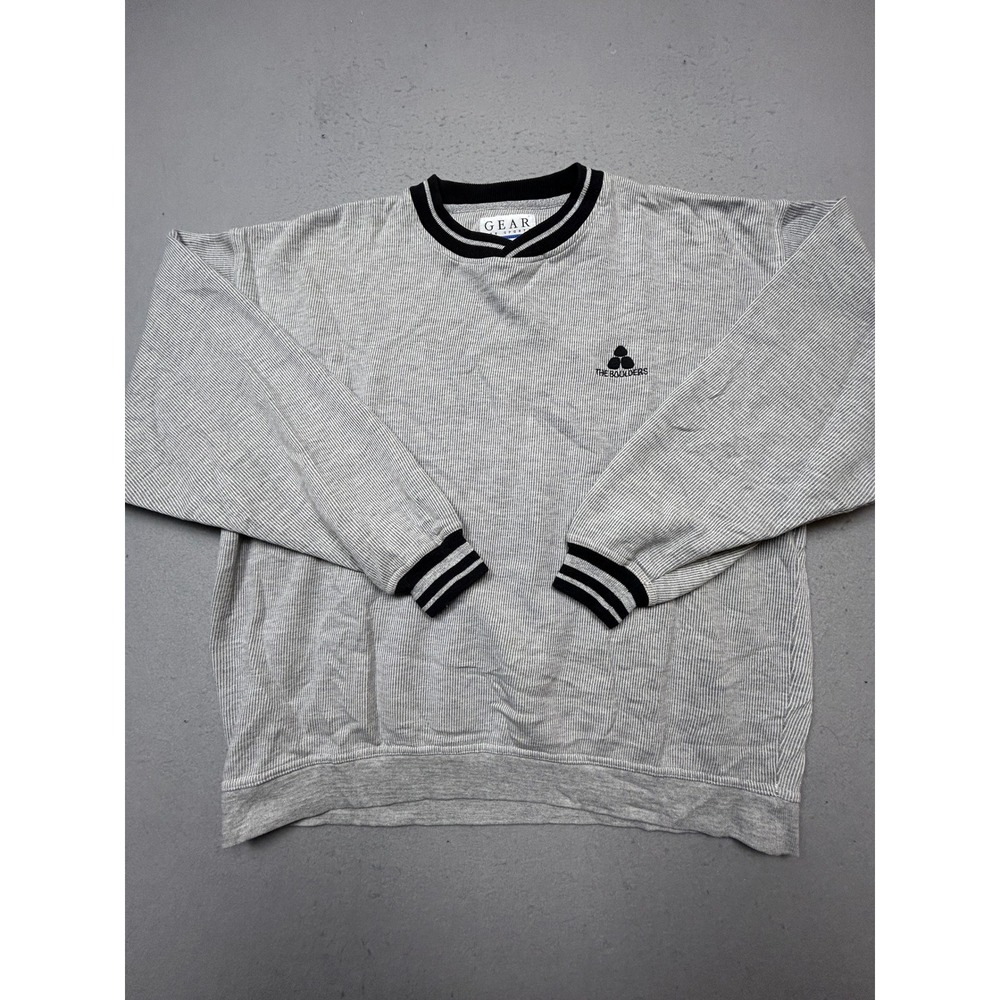 Gear For Sports Sweatshirt Cotton Poly Gray Striped Large Mens